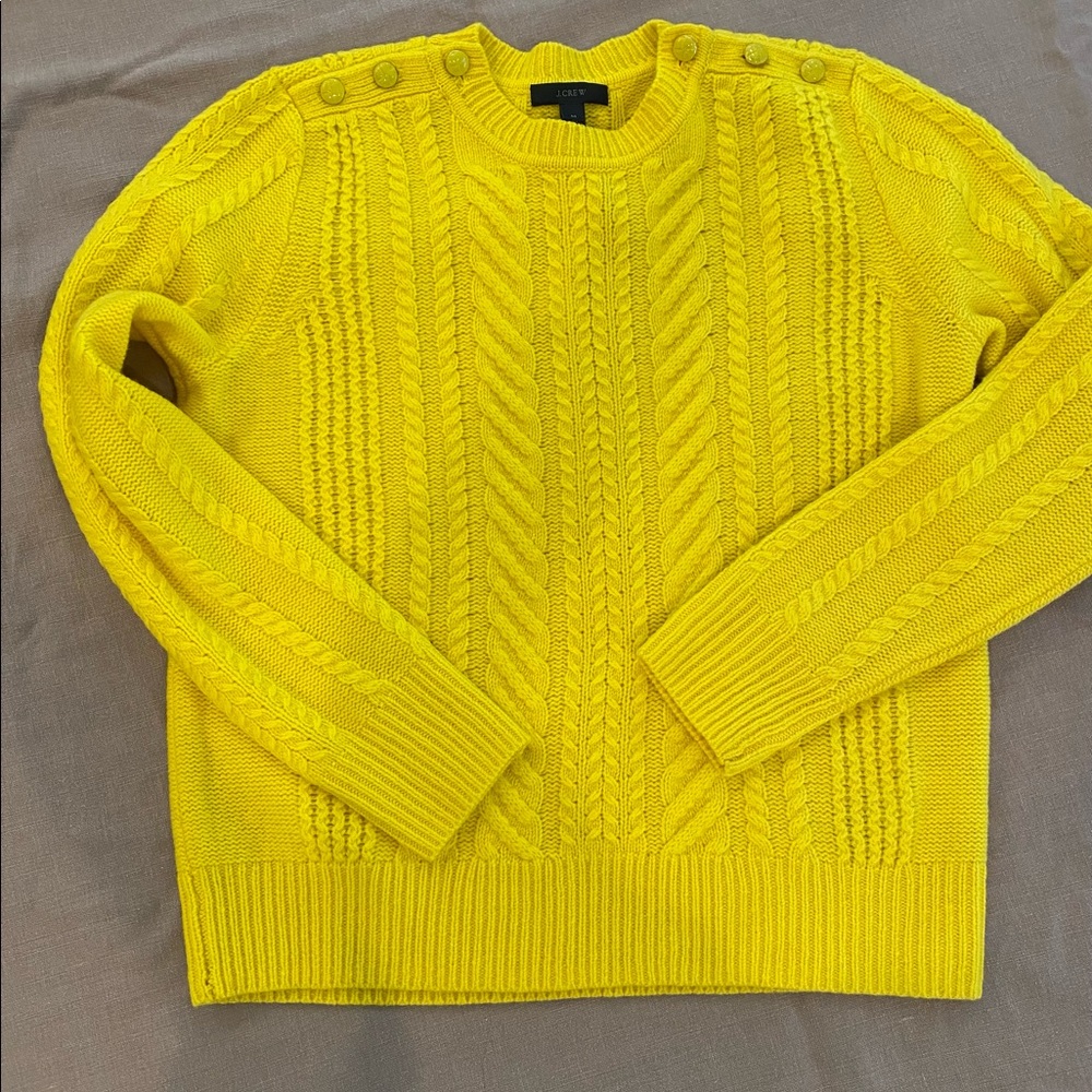 NWT Jcrew yellow cable knit sweater